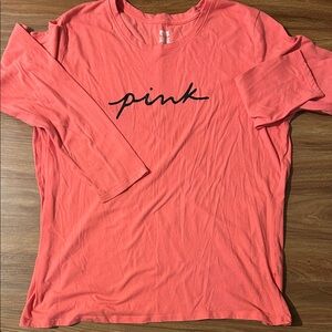 PINK Victoria's Secret Bright Coral Long Sleeve Tee